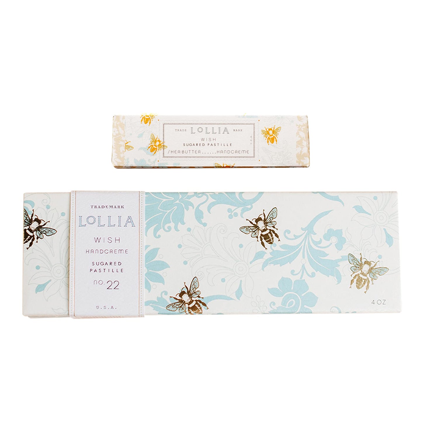 LOLLIA Wish No. 22 Handcreme Bundle, .33 oz. & 4 oz. - Sugared Pastille - Scented Hand Cream for Women, Moisturizing Hand Lotion for Dry Hands, Shea