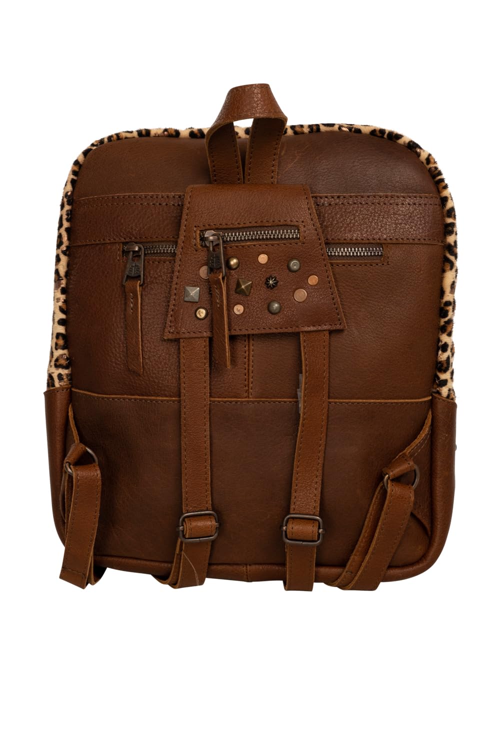 STS Ranchwear Womens Great Plains Mini Leopard Print/Brown Leather Backpack OS
