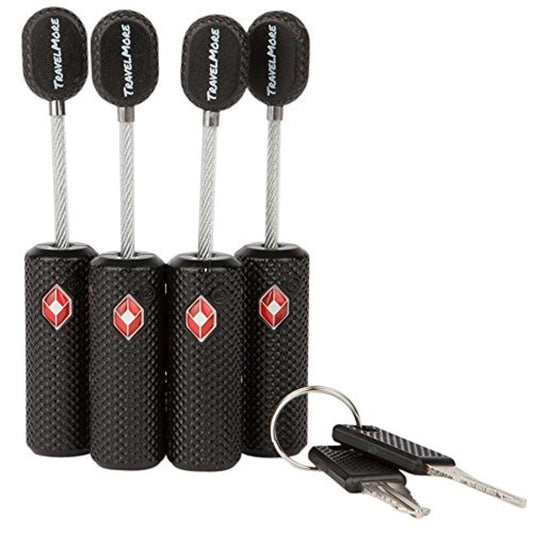 4 Pack TSA Approved Luggage Locks with Keys – Mini Key Padlocks, Flexible & Ultra Secure Travel Locks, Zinc Alloy, Black
