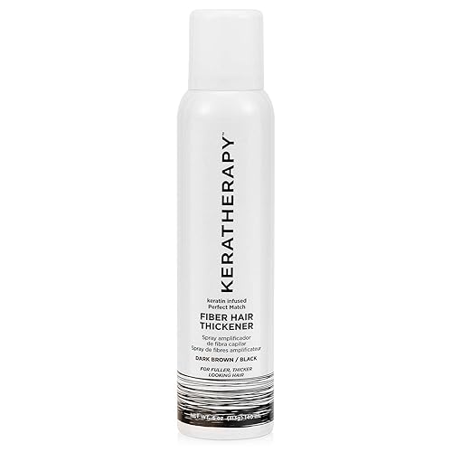 Keratherapy Keratin Infused Perfect Match Fiber Hair Thickener Spray, Dark Brown to Black, 4 fl. oz., 140 ml - Volumizing, Thickening, & Concealing