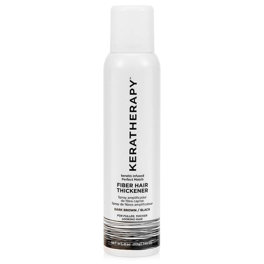 Keratherapy Keratin Infused Perfect Match Fiber Hair Thickener Spray, Dark Brown to Black, 4 fl. oz., 140 ml - Volumizing, Thickening, & Concealing