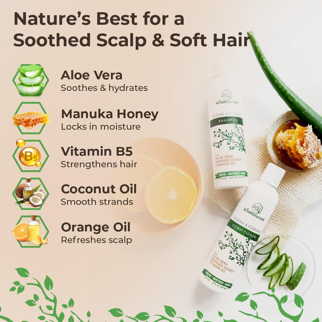 Eczema Psoriasis Shampoo & Conditioner Set for Men & Women - Anti Dandruff Shampoo for Dry Scalp & Hair - Seborrheic Dermatitis for Itchy Scalp