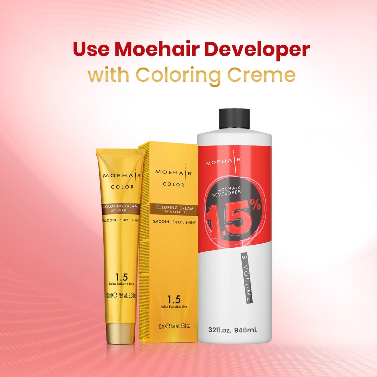 MOEHAIR Hair Color Developer 1.5% Hydrogen Peroxide | 5 Volume Creme Developer for Coloring and Bleaching | Paraben-free | Professional-Grade Hair