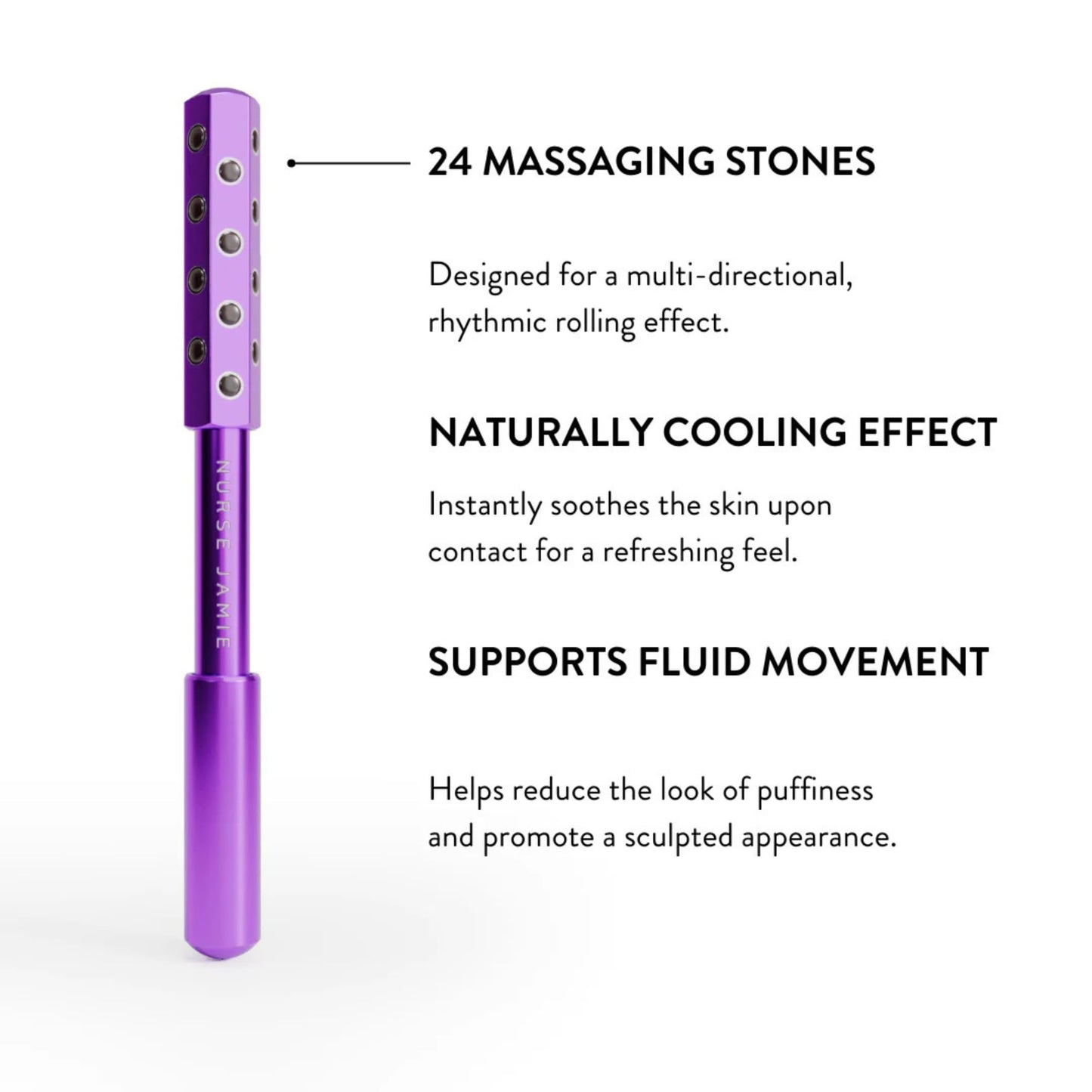 Nurse Jamie Uplift Facial Massaging Beauty Roller - Purple - Facial Massager with 24 Stones for Sculpting, Firming & Reducing Puffiness