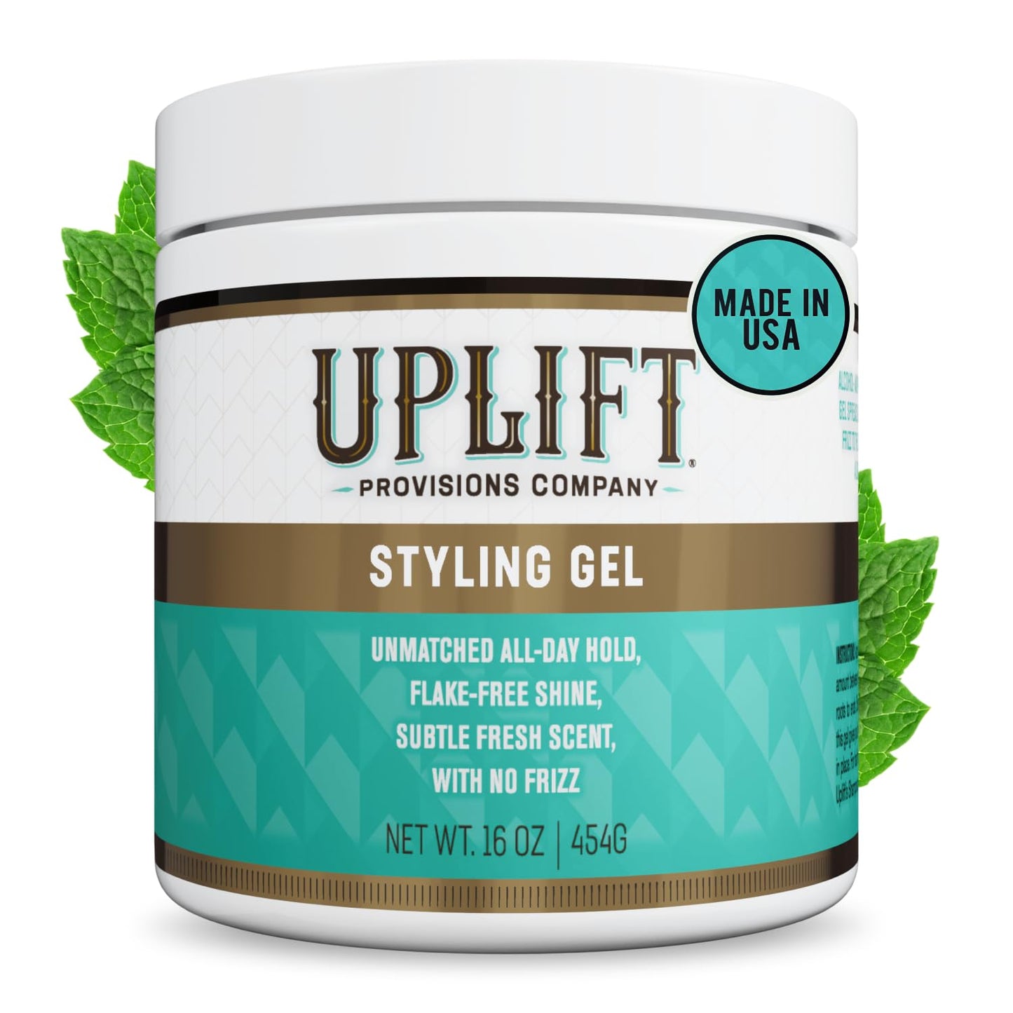 Uplift Provisions Styling Hair Gel for Men, Women & Kids - Strong Hold for Curly, Slicked-Back & Natural Hair - Non-Greasy, No Flake, 16 Fl Oz