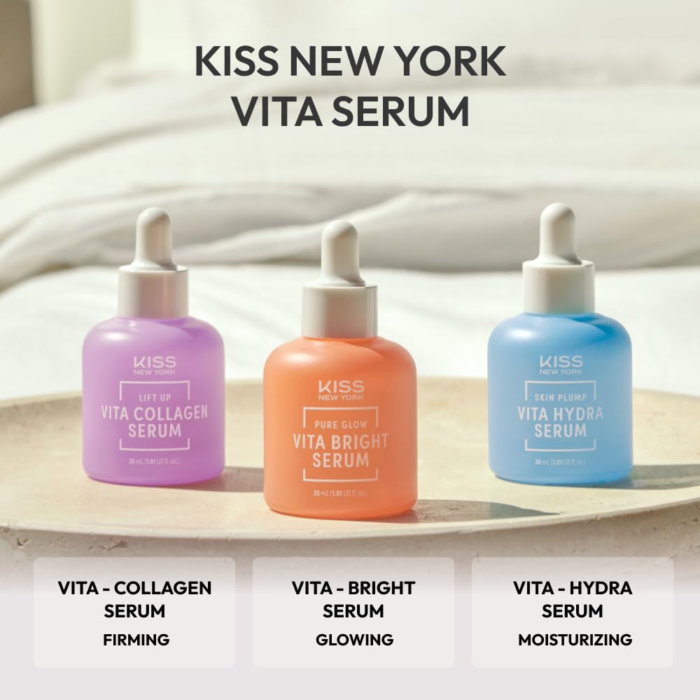KISS NEW YORK Vita Hydra Serum for Face 1.01 Fl Oz, Hydrating Serum with Hyaluronic Acid, Ceramide, Niacinamide for Strong Skin Barrier & Plump Skin Beauty & Personal Care Kiss