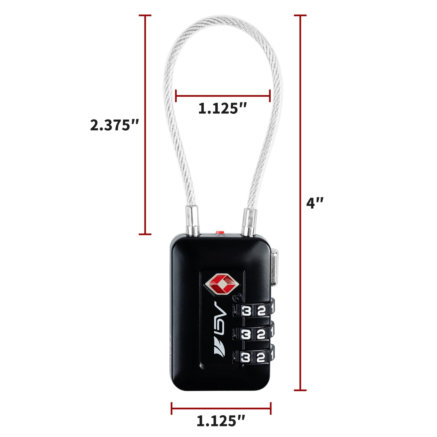 TSA Approved Luggage Locks 2 Pack – Resettable Combination Travel Lock for Suitcase, Gym Locker, Toolbox, Cabinet – Black
