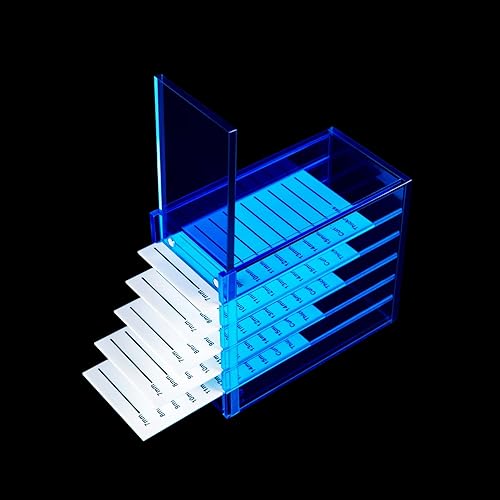 OLACHIKKO Lash Storage Organizer, Upgrade Design Small 5-Layer Lash Trays for Lash Extensions with magnet cover, Blue Semilucent lash tray Organizer