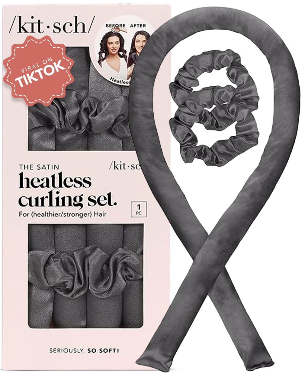 Kitsch Holiday Gift Silk Heatless Hair Curler | Heatless Curling Rod Headband | Satin Heatless Curling Set for Hair | Perfect Heatless Curls