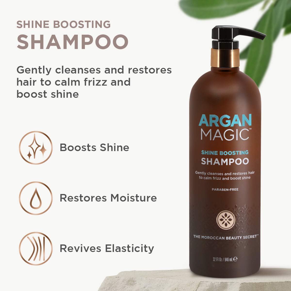 Argan Magic Shine Boosting Shampoo - Gently Cleanses and Restores Hair to Calm Frizz and Boost Shine | Made in USA, Paraben Free, Cruelty Free (1