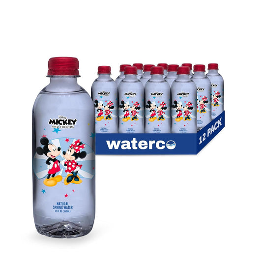 PULSE Mickey and Minnie Mouse Natural Spring Water - Disney Bottles - Filtered Spring - BPA-Free Recyclable Bottles - 12 Pack