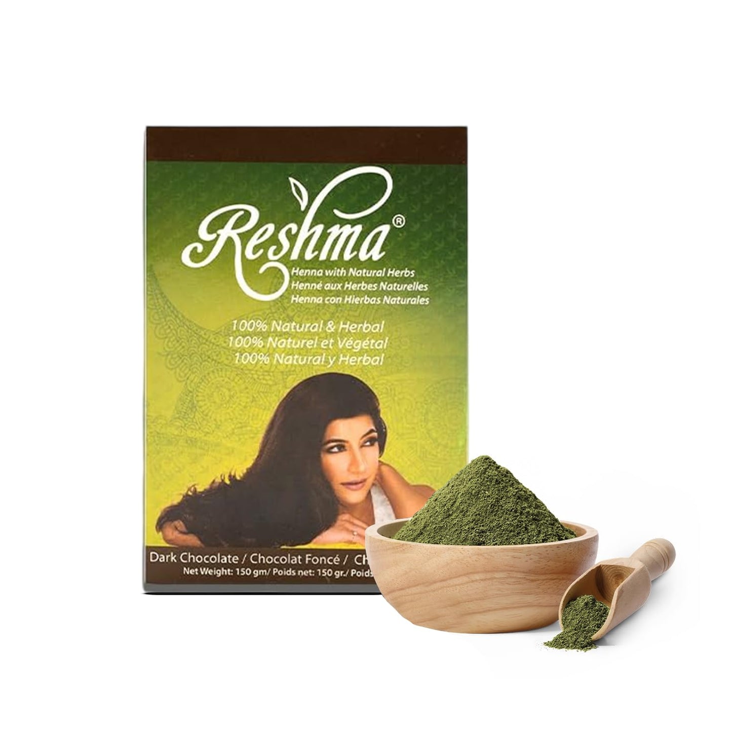 Reshma Beauty Ayurvedic Henna Hair Color Blend - Henna & Indigo with Herbal Extracts - Natural Deep Brown/Dark Chocolate Hair Color for Gray Blending
