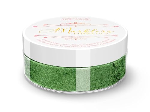 MARBLERS Fine Synthetic Mica Powder [Wizard Green] 0.11oz (3g) | Highly Pigmented | Non-Toxic, Vegan, Cruelty-Free | Lip Gloss, Lipstick, Bath Bomb