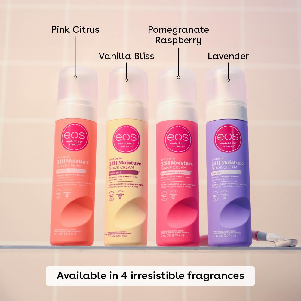 eos Shea Better Shaving Cream for Women- Pomegranate Raspberry, 24-Hour Hydration, Skin Care & Lotion with Shea Butter, 7 fl oz, 3-Pack Beauty and Personal Care eos
