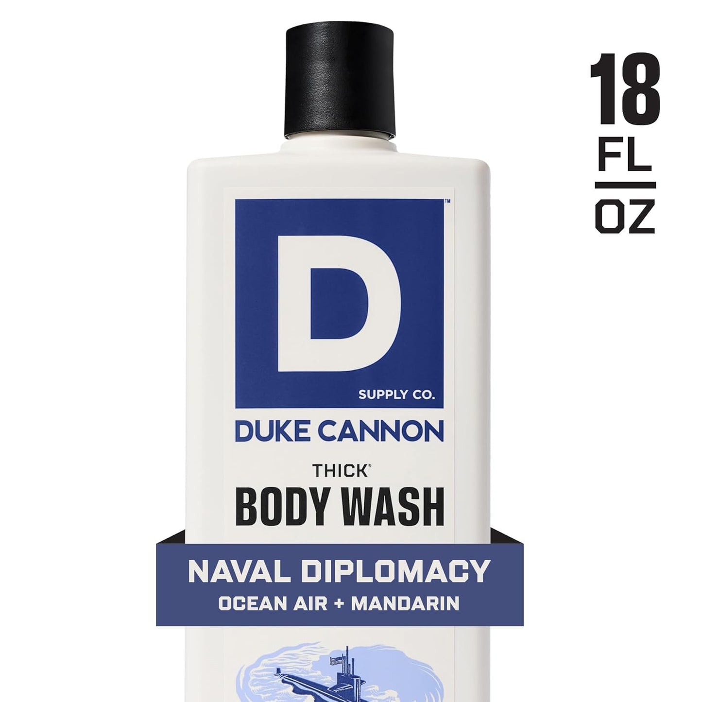 Duke Cannon Supply Co. Thick High Viscosity Body Wash - 3X Thicker, Cleansing Shower and Bath Gel, Mineral-Enriched Body Wash - Citrus Musk +