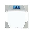 Taylor Digital Scales for Body Weight, 400 LB Capacity, Unique Blue LCD, Stainless Steel Accents, Glass Platform, 12.2 x 12.2 Inches, Clear