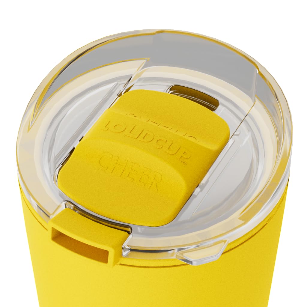 The LoudCup - 23oz Reusable Tumbler & Stadium Horn with Slide-Close Lid (Sunshine Yellow) | Sports Fan Cup, Football & Soccer Match Day Noise Maker