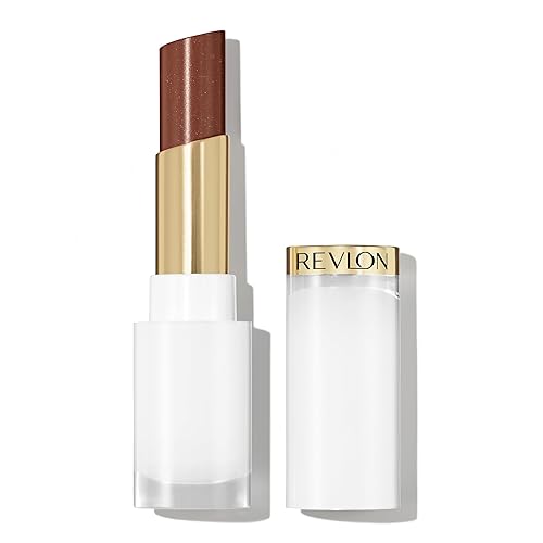 REVLON Super Lustrous Glass Shine Balm, Hydrating Tinted Lip Balm with Hyaluronic Acid, Aloe & Rose Quartz, Medium Brown Lipstick, NEW Shade, 012