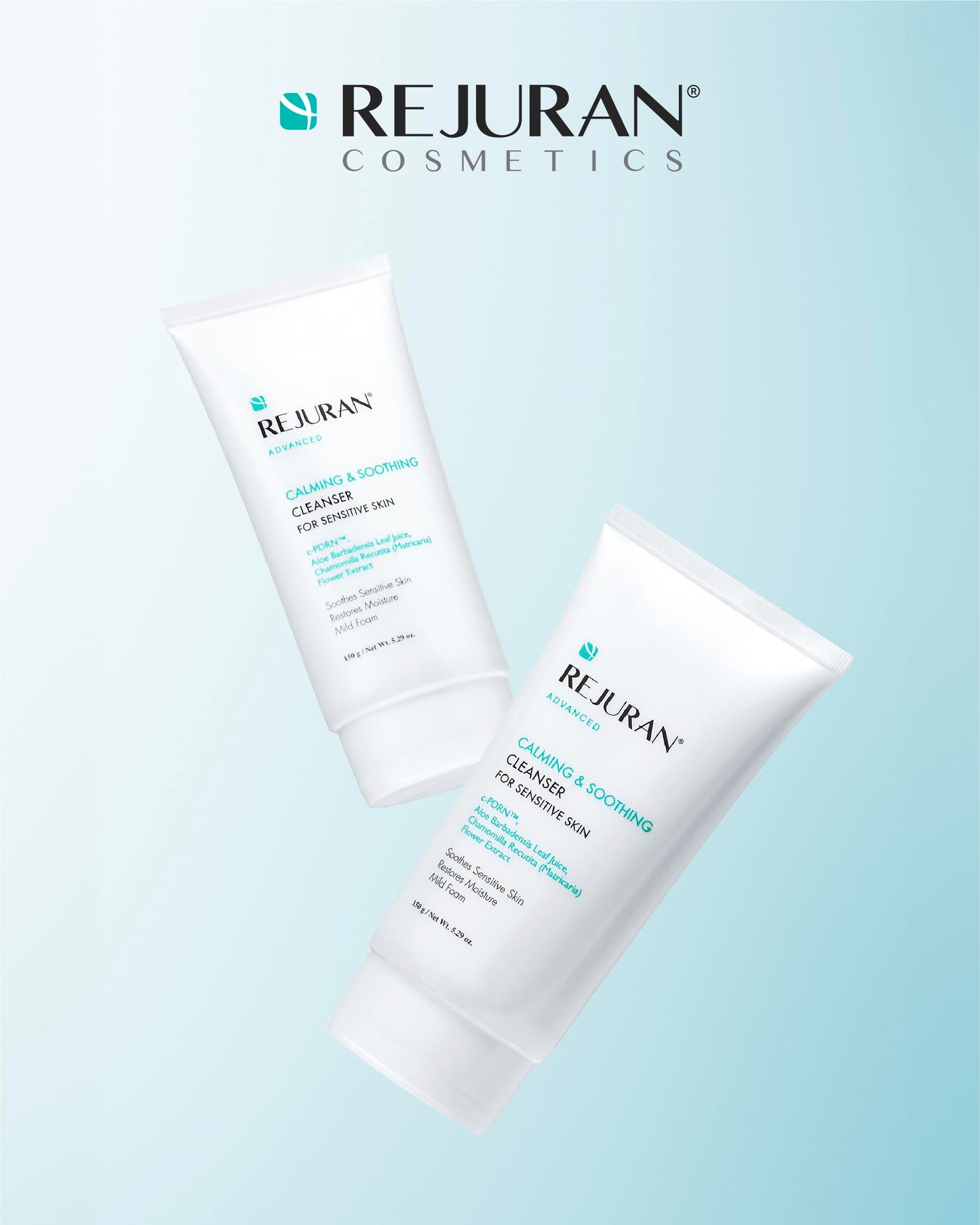 REJURAN® Advanced Calming & Soothing Cleanser, c-PDRN® - Gentle Gel Face Wash Suitable for Sensitive Skin, Effectively Retains Moisture (5.29 oz)