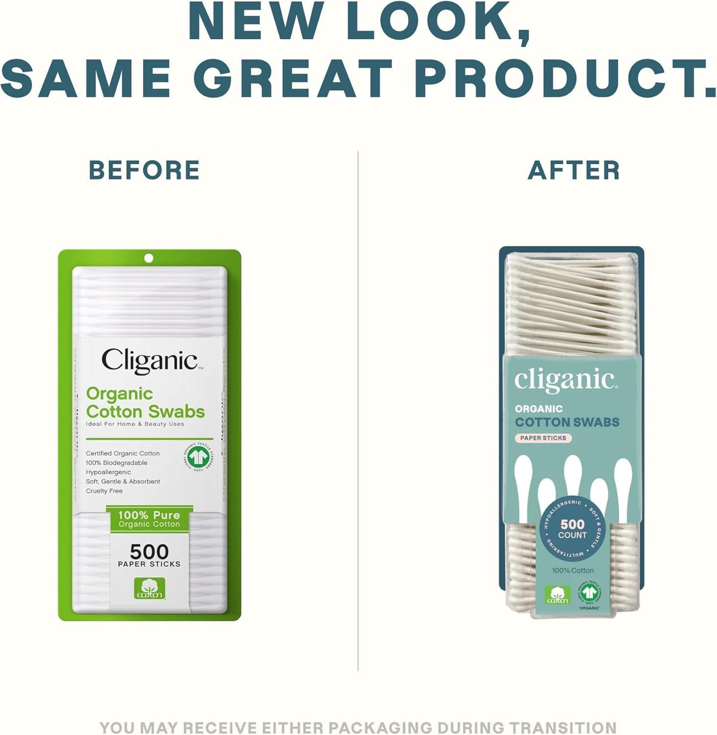 Cliganic Organic Cotton Swabs, 1500 Count - 100% Pure Natural Cotton, Chlorine-Free Hypoallergenic, Soft, Gentle & Absorbent Buds Beauty and Personal Care Cliganic