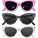 3 pairs of Cat Eye Sunglasses Plastic Pink White Black Polka Dots frames