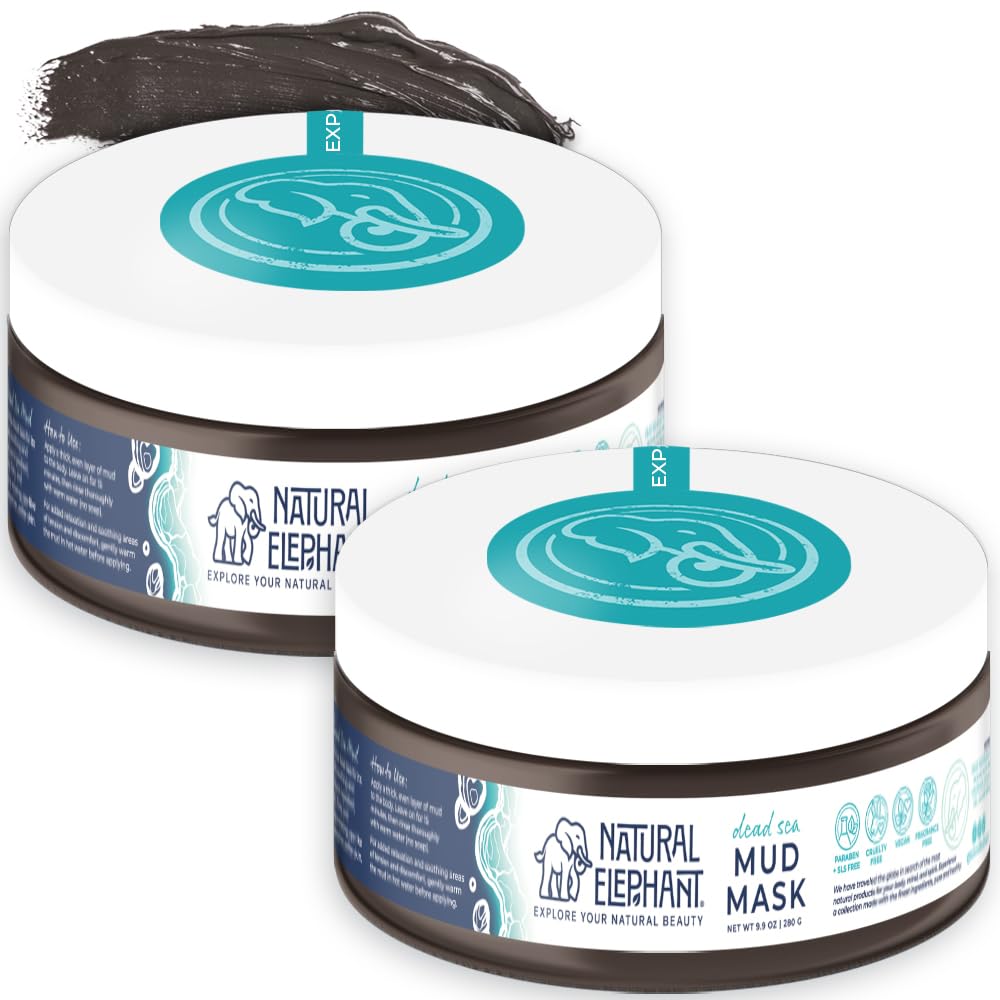 Natural Elephant Dead Sea Mud Mask - Deep Pore Cleansing for Face & Body - Acne, Blackheads, Oily Skin - 100% Natural Skin Care - Tightens Skin-
