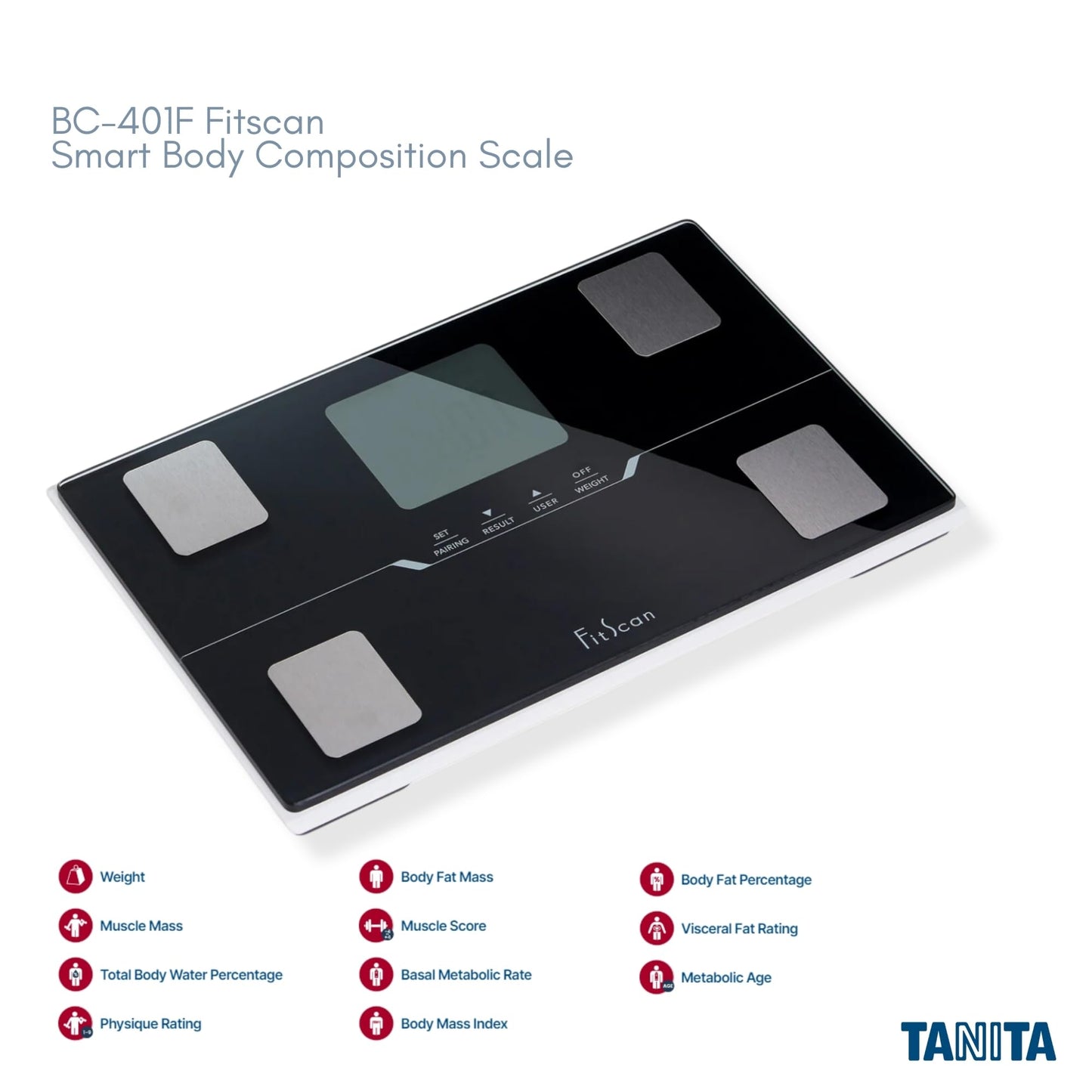 TANITA BC-401F - Japan Technology - FitScan Travel Scale - Compact Digital Body Composition Monitor with Bluetooth and Health Tracking - Compact…