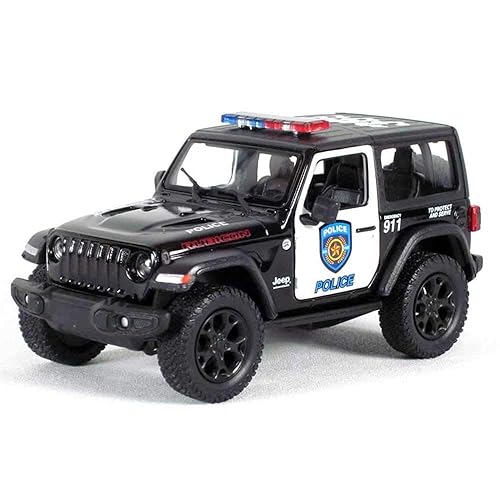 KiNSMART - Jeep Wrangler Rubicon Off Road 4x4 5 inch 1:34 Scale Die Cast Model Replica Toy Car (Rescue Police)