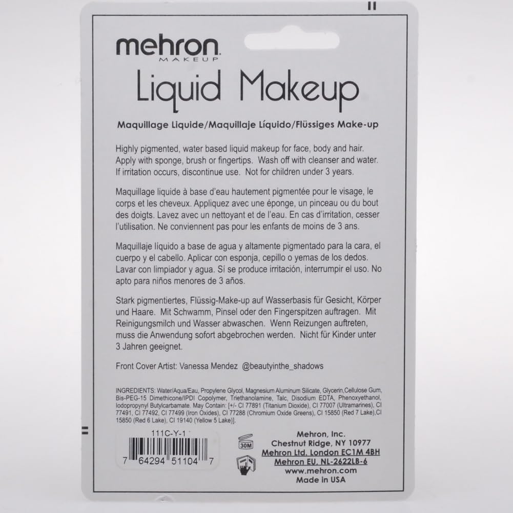 Mehron Makeup Liquid Makeup | Face Paint and Body Paint Perfect for Halloween, Cosplay I Air Brush Compatible (1 oz)