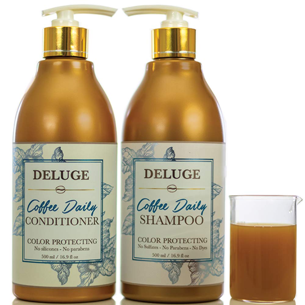 Deluge - Coffee Daily Shampoo and Conditioner -Gentle and Natural, SULFATE, Salt and PARABEN Free. NO Dyes. Made with Coffee Fruit, ARGAN Oil, Quinoa