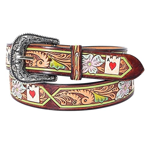 American Darling Beautifully Hand Tooled Brown Genuine American Leather Belt Men and Women Western Belt with Removable Buckle