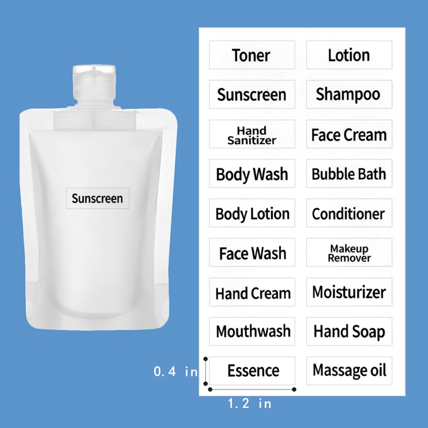 TUZAZO 15 Pack Travel Pouches for Toiletries, TSA Approved Travel Size Container, Refillable Empty Small Stand Up Travel Pouches for Shampoo