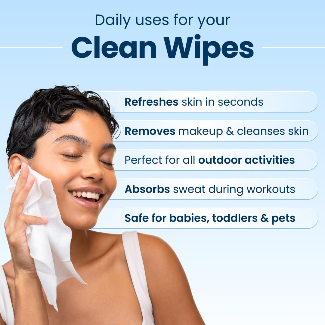 Clean Skin Club Clean Wipes, XL Makeup Remover Face Wipes, Textured Cleansing Facial Wipes for Sensitive Skin, Hypoallergenic, Fragrance-Free, Vegan