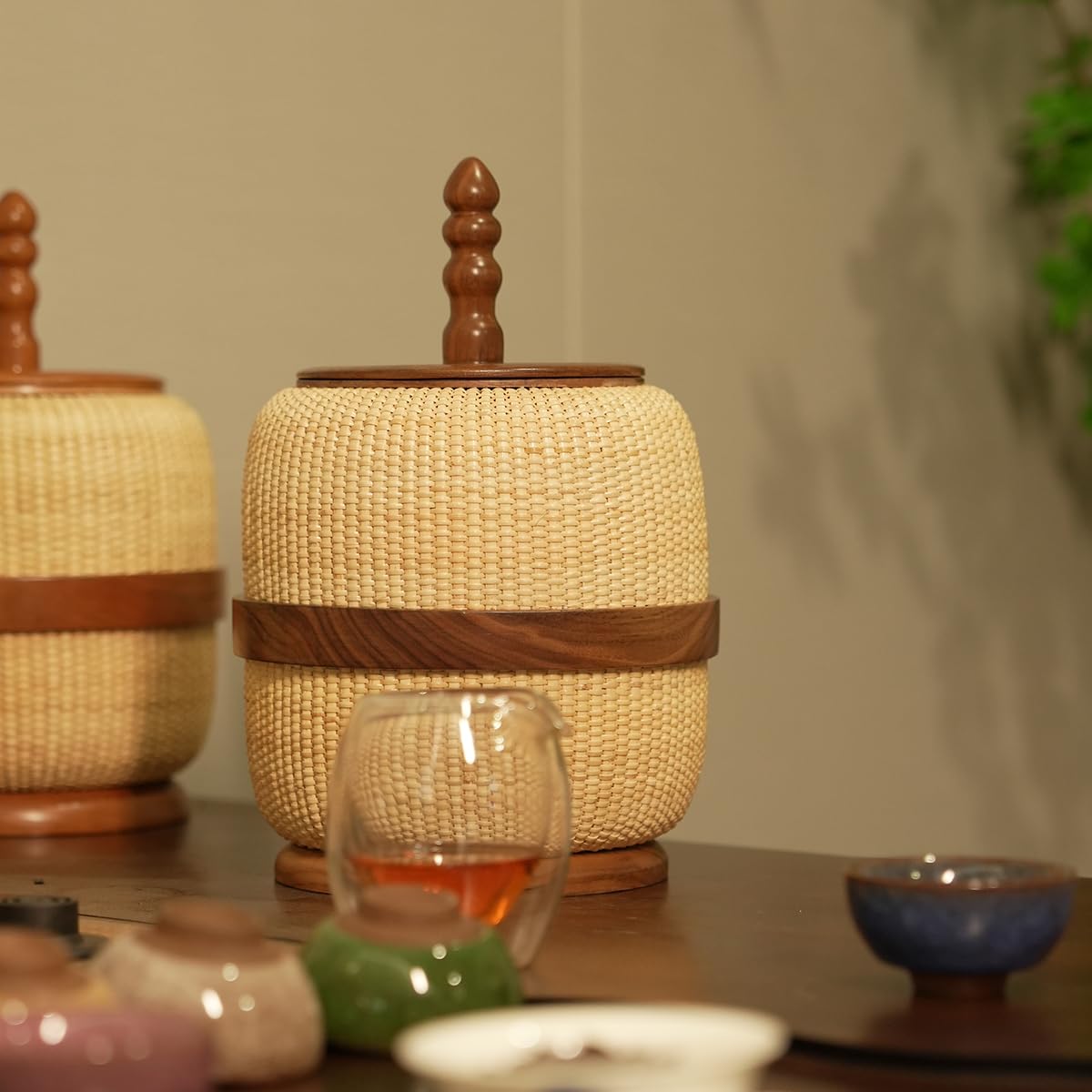 Teng Jin Nantucket Baskets Rattan Weave Storage Basket Round for Home,Office Decorate Collection Multipurpose Organizer Container