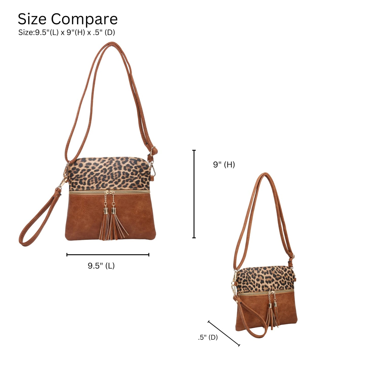 Tara Crossbody Bags for Women Vegan Leather Wristlet Clutch Wallets Purses Shoulder Handbag (Black/Brown)