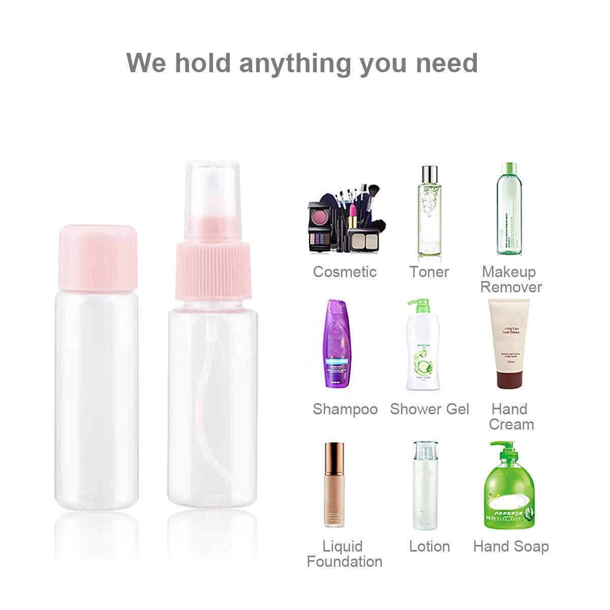 Vitog Travel Bottles Kit, TSA Approved Leak Proof Portable Toiletry Containers Set, Clear PET Flight Size Cosmetic Containers for Lotion, Shampoo