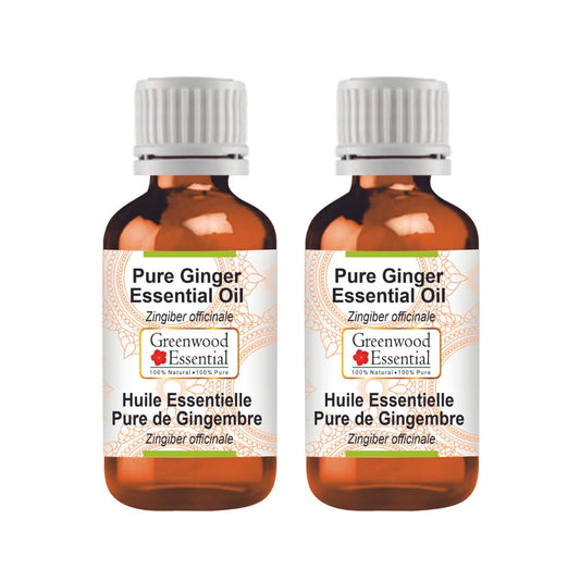 Greenwood Essential Pure Ginger Essential Oil (Zingiber officinale) Steam Distilled (Pack of Two) 100ml X 2 (6.76 oz) Beauty and Personal Care Greenwood Essential