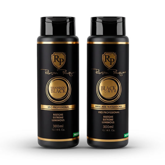 Robson Peluquero Black Toning Kit for Blonde Hair | Toning Shampoo + Hair Toner Gloss |Metallic Silver, Graphite, Steel Grey for Brassy, Bleached
