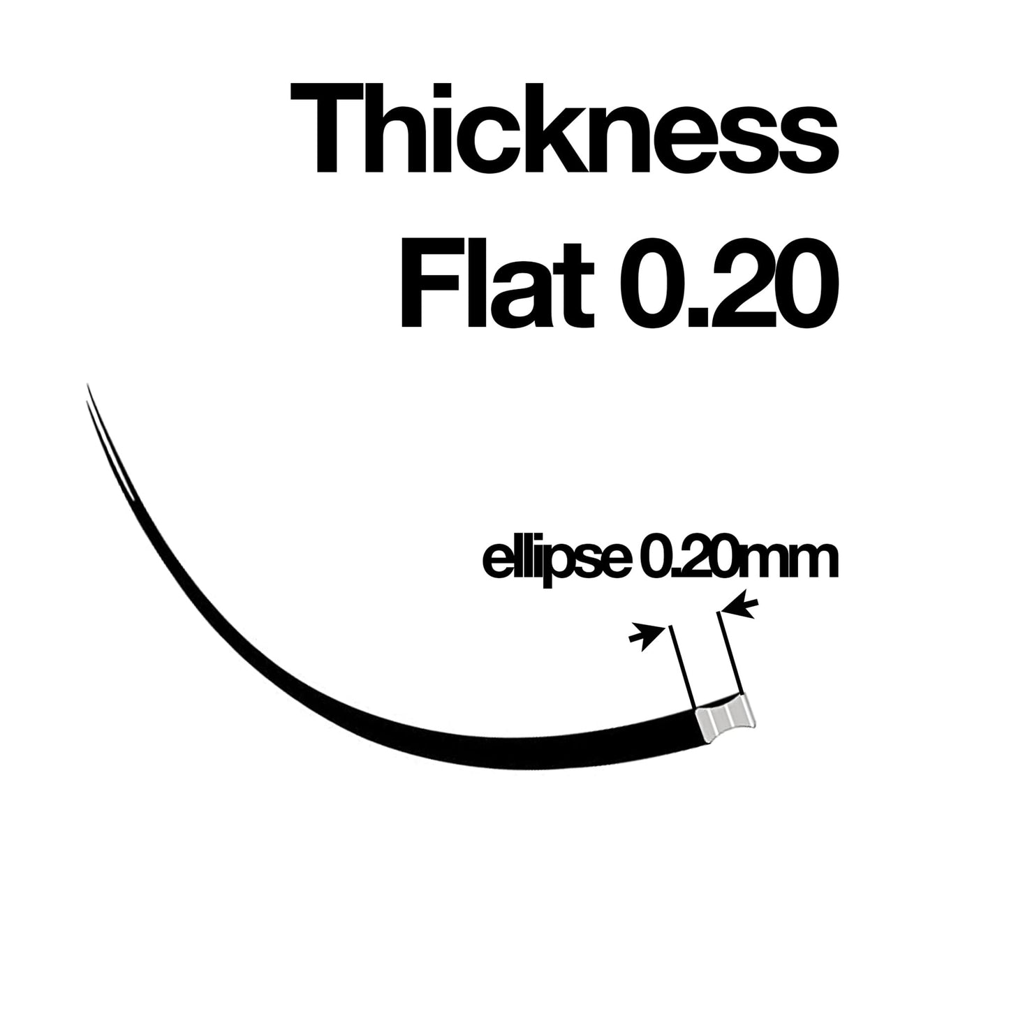 Ellipse Lash 0.20mm Thickness J Curl Length 13mm Flat Shaped Volume Eyelashes Single Size for Eyelash Extensions (Ellipse,Flat 0.20,J,13mm)