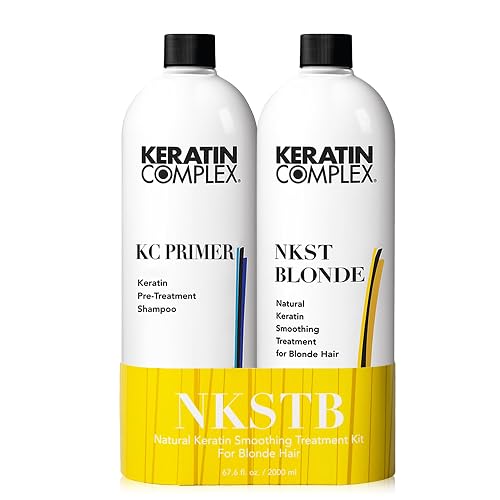 Keratin Complex NKSTB Natural Keratin Smoothing Treatment for Blonde Hair Duo Kit, Includes (1) KCPRIMER 33.8 fl oz and (1) NKSTB 33.8 fl oz