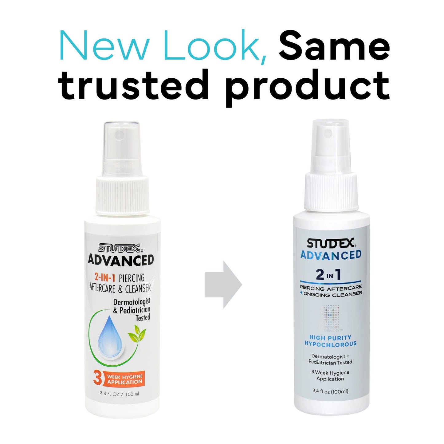 Studex Advanced 2-in-1 Piercing Aftercare & Cleanser - Hypochlorous Spray for Body and Ear Piercing, Hypoallergenic Formula for Sensitive Skin (3.4oz) Beauty and Personal Care Studex
