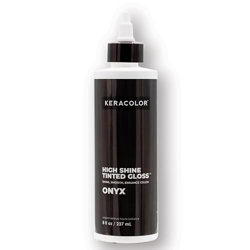 Keracolor High Shine Tinted Hair Gloss, In-Shower Hair Glaze, Sheer Color-Enhancing Glossing Treatment, Onyx, 8 Fl Oz