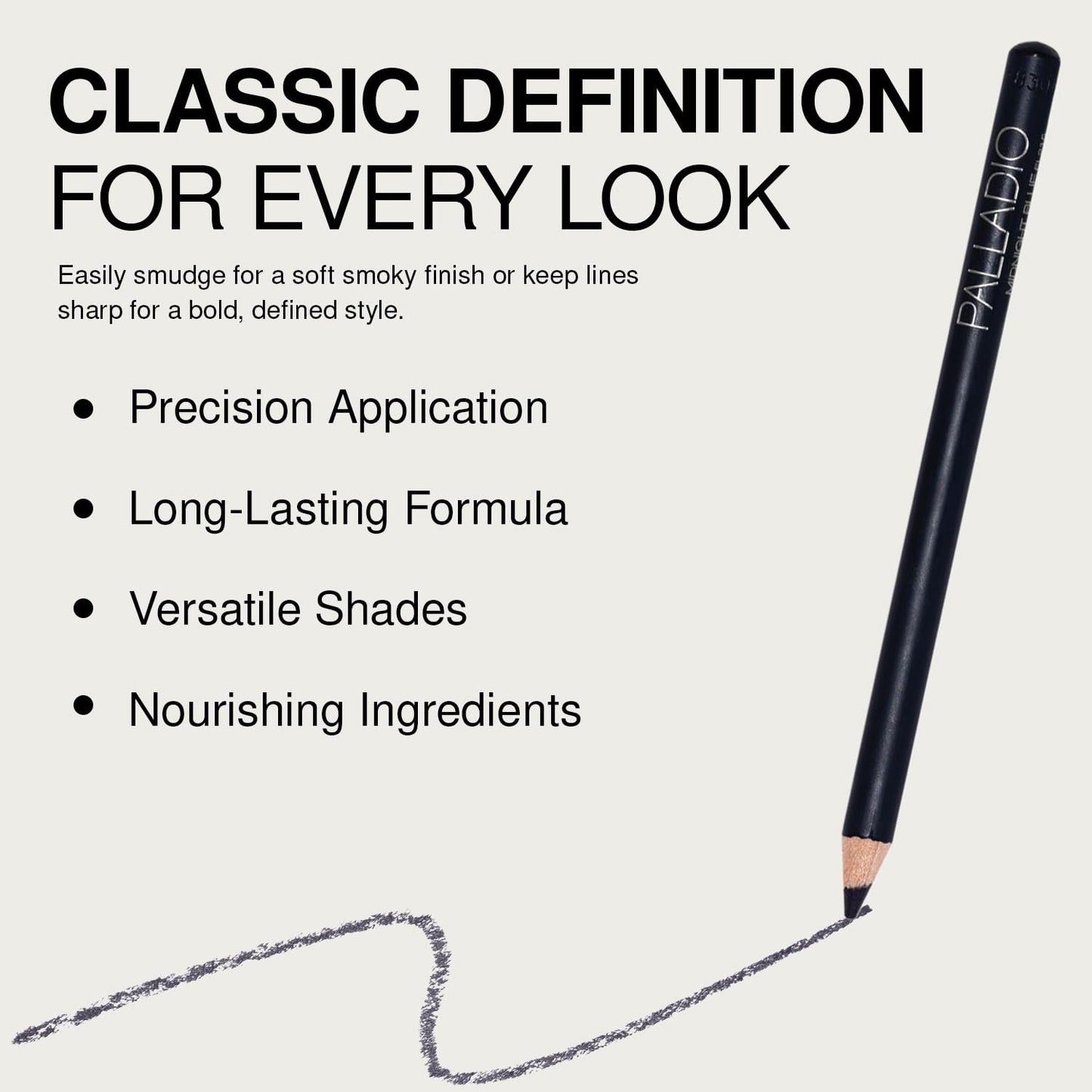 Palladio Wooden Eyeliner Pencil, Thin Pencil Shape, Easy Application, Firm yet Smooth Formula, Perfectly Outlined Eyes, Contour and Line, Long
