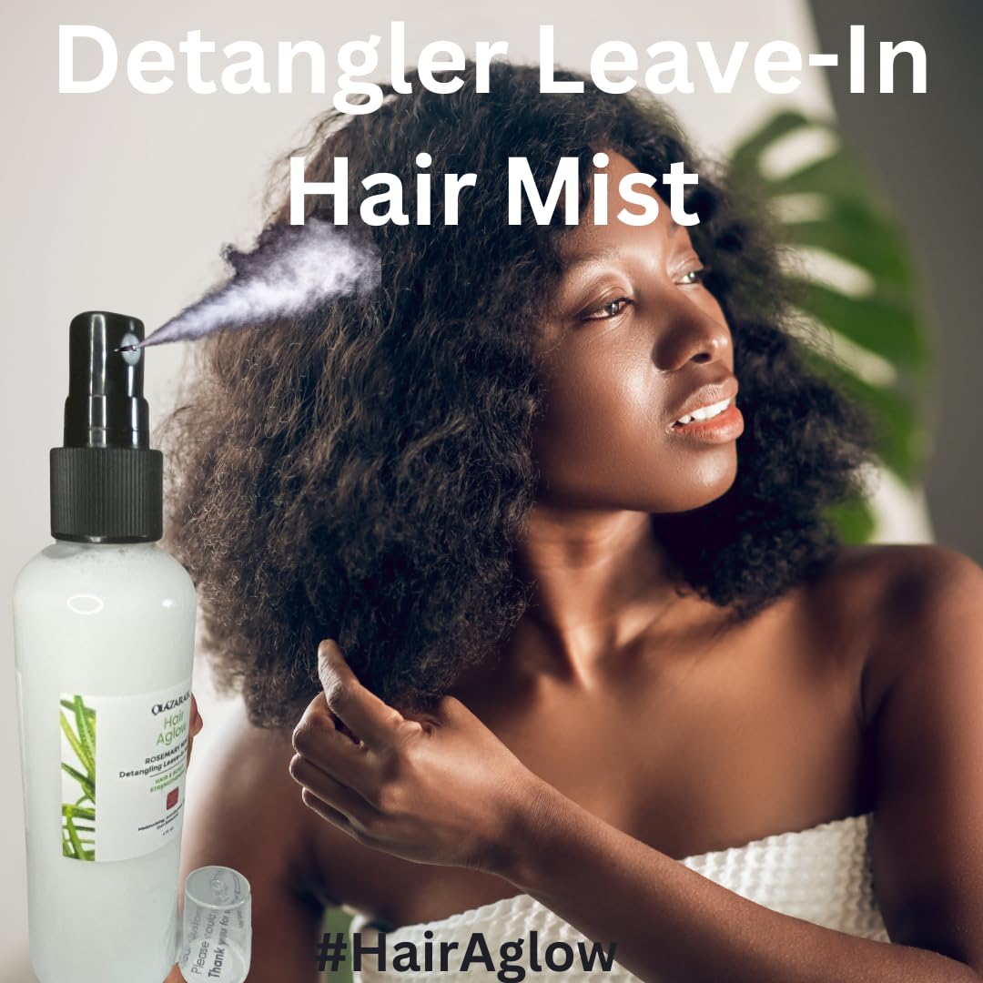 Detangling Leave-In Hair Mist Spray w/Rosemary & Mint - Frizz Control, Hydration, and Curl Perfection for All Hair Types, 4 fl. oz