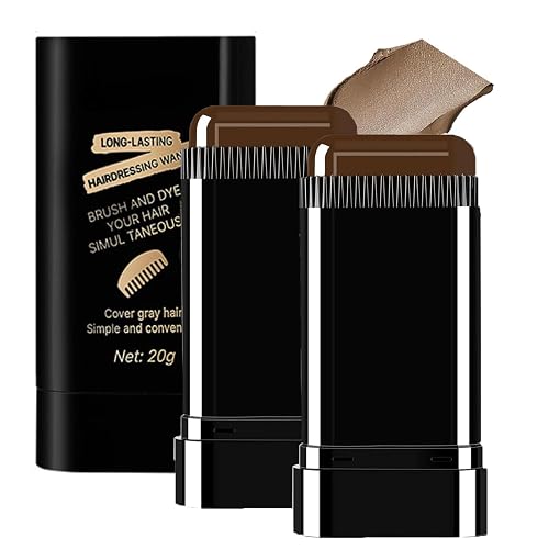 2-in-1 Hair Color Stick & Comb, Long-Lasting Waterproof Color,Sweat-Proof, Quick Root Touch-Up, Coloring Tool - For Women & Men (Brownish Black-2PCS)