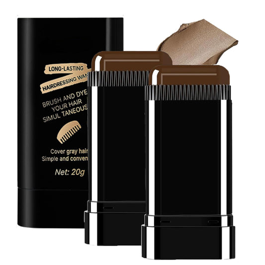2-in-1 Hair Color Stick & Comb, Long-Lasting Waterproof Color,Sweat-Proof, Quick Root Touch-Up, Coloring Tool - For Women & Men (Brownish Black-2PCS)