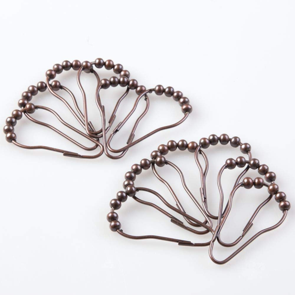 iDesign Steel Roller Shower Curtain Rings/Hooks - Bronze, Set of 12