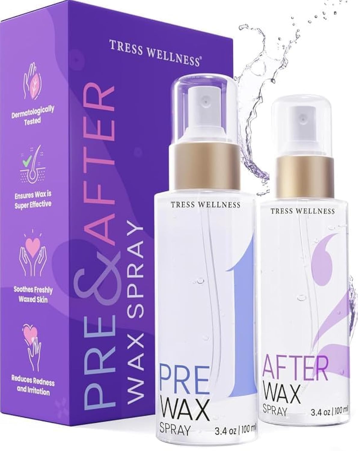 Tress Wellness Pre-Wax Cleanser, Spray and Treatment, After-Wax Oil and Care, Skin Wax Remover Beauty and Personal Care Tress Wellness Default Title