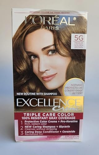 L'Oreal Paris Excellence Creme Haircolor, Medium Golden Brown [5G] 1 ea