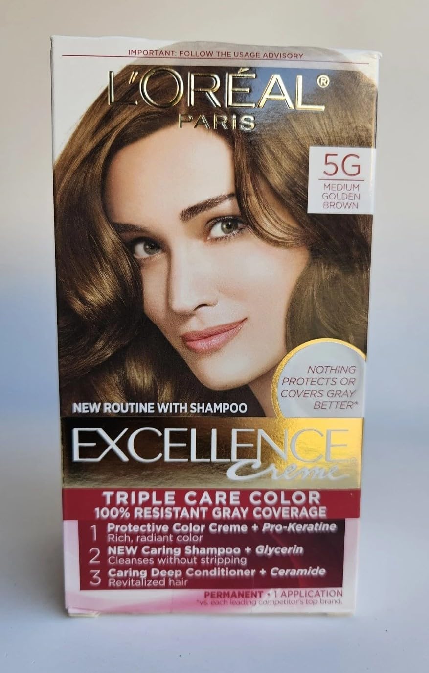 L'Oreal Paris Excellence Creme Haircolor, Medium Golden Brown [5G] 1 ea